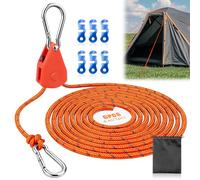 Cuerdas Reflectantes para Tienda Rope Ratchet Cuerda 4mx4mm Tensoras Trinquete de Cuerda con Gancho Tensor para Acampar Ajustable para Acampar al Aire Libre Senderismo Toldo (Naranja, 6PCS)