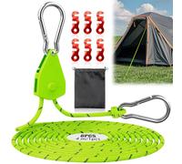 Cuerdas Reflectantes para Tienda Rope Ratchet Cuerda 4mx4mm Tensoras Trinquete de Cuerda con Gancho Tensor para Acampar Ajustable para Acampar al Aire Libre Senderismo Toldo (Verde, 6PCS)
