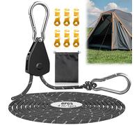 Cuerdas Reflectantes para Tienda Rope Ratchet Cuerda 4mx4mm Tensoras Trinquete de Cuerda con Gancho Tensor para Acampar Ajustable para Acampar al Aire Libre Senderismo Toldo (Negro, 6PCS)
