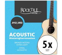 Cuerdas Rocktile para Guitarra Acústica Light Set de 5 - Cuerdas con Ball Ends - Calibres: .012, .016, .024, .032, .042, .053