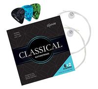 Cuerdas Shaman para Guitarra Clásica - Cuerdas de Nylon Premium para guitarra clásica y acústica - Set de 6+2 cuerdas con 3 púas, cuerda D y cuerda E extra alta
