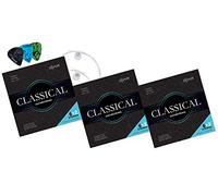 Cuerdas Shaman para guitarra de concierto - 3 juegos de cuerdas de nylon premium para guitarra clásica y acústica - Set de 6+2 cuerdas incluyendo 3 púas, cuerda D y cuerda E extra alta