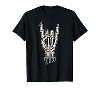 Cuerdas Unidas Esqueleto Mano Punk Rock Guitarra Camiseta