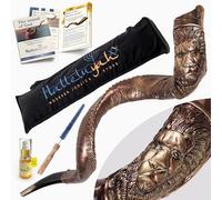 Cuerno de Shofar Kudu con revestimiento de cuero de la decoración "León de Judá" | Cuerno de Shofar Yemenita combinado curvo - Fabricado por HalleluYAH Artists
