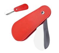Cuerno de zapato portátil - cuerno de zapato de acero inoxidable con tapa de cuero PU | Herramienta de asistencia de zapatos para uso de viaje, cuchara de zapatos de pecho para homm, rojo, Se référer