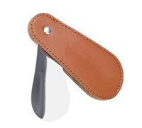 Cuerno de zapato portátil - cuerno de zapato de acero inoxidable con tapa de cuero PU | Herramienta de asistencia de zapatos para uso de viaje, cuchara de zapatos de pecho para homm, marrón, Se