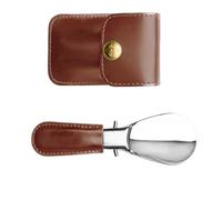 Cuerno de zapatos de acero inoxidable con estuche de almacenamiento de de PU Calzador herramienta elevadora de viaje para oficina en casa Cuerno de acero inoxidable plegable con estuche de