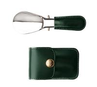 Cuerno de zapatos de acero inoxidable con estuche de almacenamiento de de PU Calzador herramienta elevadora de viaje para oficina en casa Cuerno de acero inoxidable plegable con estuche de