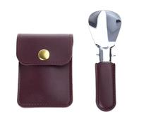 Cuerno de zapatos de acero inoxidable con estuche de almacenamiento de de PU Calzador herramienta elevadora de viaje para oficina en casa Cuerno de acero inoxidable plegable con estuche de
