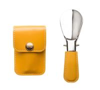 Cuerno de zapatos de acero inoxidable con estuche de almacenamiento de de PU Calzador herramienta elevadora de viaje para oficina en casa Cuerno de acero inoxidable plegable con estuche de