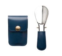 Cuerno de zapatos de acero inoxidable con estuche de almacenamiento de de PU Calzador herramienta elevadora de viaje para oficina en casa Cuerno de acero inoxidable plegable con estuche de