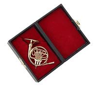 Cuerno FrancéS En Miniatura Chapado En Oro Mini Adorno De Cuerno Redondo RéPlica De Instrumento Musical DecoracióN Del Hogar Con Caja De CumpleañOs De Navidad Para Amante