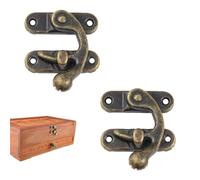 Cuernos Candado Gancho,Cerrojo Antiguo Bronce,Cierres Cajas Vintages,Pestillo de Cierre de Bronce Decorativa,Cierres para Joyeros,Cerrojo Gancho para Caja de Madera Joyero Armario de Bricolaje,2Piezas