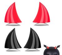 Cuernos de Casco de Motocicleta,4 piezas de Casco de Moto Cuerno de Diablo de la Esquina, Bocina del Diablo con Taza de Succión,Casco de Moto Cuerno de Diablopara para niños y Adultos (negro, rojo)
