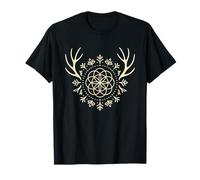 Cuernos De Ciervo con Mandala Floral Geometría Sagrada Obra De Arte Camiseta