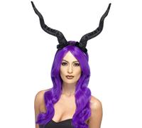 Cuernos de Demonio Negro Halloween Diadema Mujer Disfraz Nuevo