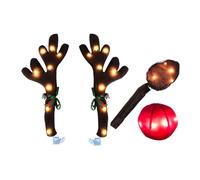 Cuernos de Reno de Navidad para Coche, Bonito Disfraz con Luces LED, Kit de decoración de Coche, para Furgoneta, camión, celebración de Temporada, Unidad