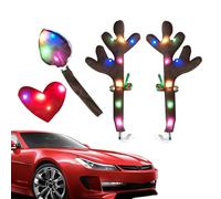 Cuernos de reno de Navidad para coche, decoración navideña con luces LED, kit de decoración de coche, para furgoneta, camión, , celebración de temporada, unidad