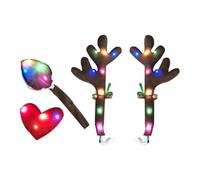 Cuernos de Reno Navideños para Automóvil | Decoración Navideña Que Incluye Luces LED | Kit De Decoración De Astas | para Techo De Camión Navideña Durante La Celebración De La Temporada Paseo Festivo