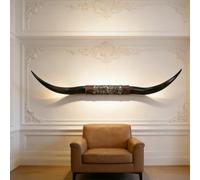 Cuernos de toro de taxidermia sintética para decoración de pared, cuernos de resina realistas hechos a mano para casa de campo rústica y estilo occidental, sala de estar u oficina