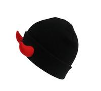 Cuernos Hombres Sombrero de Punto Gorro con Cuernos Mujeres Daemon Cuernos Gorra Para Invierno Caliente Esquí Al Aire Libre Ruso Gorra, Rojo sandía, Talla única