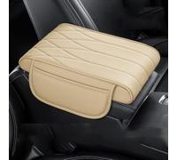Cuero Alfombrilla Reposabrazos De Coche para Hyunda-i Tucson NX4 2021-2023 2024, Suave Comodidad Consola Central Brazo Tapete con Bolsillos Almacenamiento,D/Beige