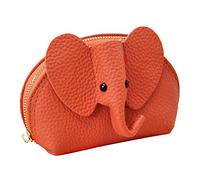Cuero de vaca Animal Lindo Monedero Elefante Monedero Monedero con Pulsera Carteras Hombres Clip, naranja, talla única