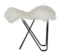 Cuero Design 1455 Flying Goose Iceland - Taburete (Piel de Cordero, 48 cm), Color Blanco y Negro