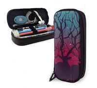 Cuero Estuche Escolar Stranger Deer In Woods Woodland Woods Tree Things Estuches Para Lápices Portátil Estuche Escolar De Gran Capacidad Premium Estuche Escolar Expandible Para Niños Oficina