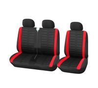 Cuero Funda Asiento Coche Para Master Fundas De Asiento De 3 Plazas Funda De Asiento Coche Para Transporter Van Universal Para 2 + 1 Plazas Camión Fundas Protección cojín(Rojo)