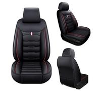 Cuero Funda Asiento Coche para Mercedes Benz C Class C200 w204/c200 w203, Impermeable Transpirable Comodidad Cuero Fundas Asiento Cojín Interior Accesorios,Black-Red