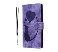 Cuero Funda Compatible para Samsung Galaxy A54 5G Antigolpes Libro Book Billetera 3D Magnetica Flip Dibujos Mariposa Motivo Carcasa Case Cover - Morado B