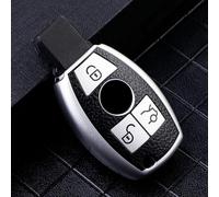 Cuero-Like para TPU Car Key Cover para Mercedes-For E Series S Series W204 W212 Control remoto con alineación de botón de precisión (plata)