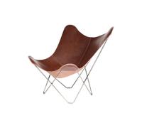 Cuero Pampa Mariposa Mariposa - Silla de Acero y Piel, Color marrón y Cromo, tamaño: 87 x 92 x 86 cm, 1017