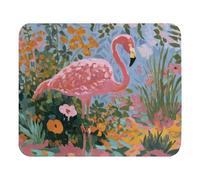 Cuero PU Alfombrilla de Ratón Flamingo Rosa de pie en un jardín Alfombrilla Gaming Mouse Mat 25x30cm para Oficina,Gamers,Ratón