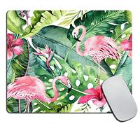 Cuero PU Alfombrilla de Ratón Flamingo Tropical Verde Botánico Alfombrilla Gaming Mouse Mat 25x30cm para Laptop,Jugadore,PC