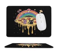 Cuero PU Alfombrilla de Ratón Pizza Planet Gato Hongo Arcoíris Alfombrilla Gaming Gaming Mouse Pad 25x30cm para Juegos,Jugadore,Gamers