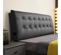 Cuero sintético tapizado montado en la pared cabecera almohada con botón detalle tamaño completo cama respaldo lumbar apoyo Cojines para dormitorio dormitorio daybed negro correas 47 pulgadas