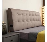 Cuero sintético tapizado montado en la pared cabecera con botón Cojines tamaño completo cama respaldo lumbar apoyo almohada para dormitorio dormitorio daybed marrón correas 47 pulgadas elegante y