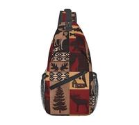 Cuero vacuno rojo marrón adecuado para deportes, correr, viajar, al aire libre para hombres y mujeres, Lodge Bear Deer Fish, Talla única, Retro