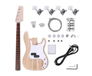 cuerpo de guitarra Kit De Bajo DIY Para Construir Tu Propio Bajo Eléctrico Con Golpeador De Cuerpo De Paulownia, Electrónica, Cuello De Guitarra De Arce, Palisandro