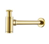 Cuerpo de latón Lavabo Desagüe Conexión pared Plomería Sifón Tubo lavado lavabo baño Para Lavabos(Gold)