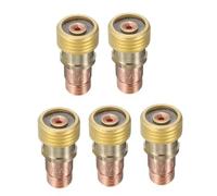 Cuerpo de pinzas de latón para conector de lente de gas Stubby con malla, paquete de 5 compatibles con soldadura de antorcha TIG WP-17/18/26