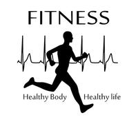 Cuerpo Sano Vida Correr Fitnesscenter Deportes Pegatinas de pared 36x36.4cm Incluye kit de película de transferencia Negro