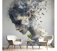Cuerpo triturador de piedras Flores sobre Fondo de gris, Papel Pintado Fotográfico - 250 x 175 cm, Seda Premium Mural Decorativo Diseño abstracto para Dormitorio o Salón