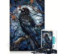 Cuervo a la luz de la Luna - Rompecabezas para Adultos - 1000 Piezas - Fortalece la Memoria - Alivia la ansiedad - Bordes Suaves - Sorpresa cálida (38x26cm)