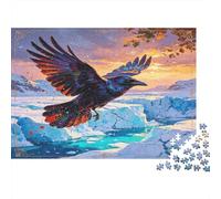 Cuervo Ártico Volando Puzzle de 1000 Piezas Papel para Adultos Glaciar Puesta de Sol Relajante Familia Decoracion Hogar 38x26cm/1000pcs