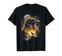Cuervo Aullando a la Luna Fantasía Arte Bosque Gráfico Camiseta