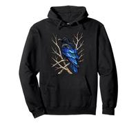 Cuervo Azul Cuervo Posado Rama Oscuro Vida Silvestre Gótico P Sudadera con Capucha