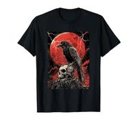 Cuervo Calavera Luna Hombre Gótico Sombrío Mujer Cuervo Camiseta